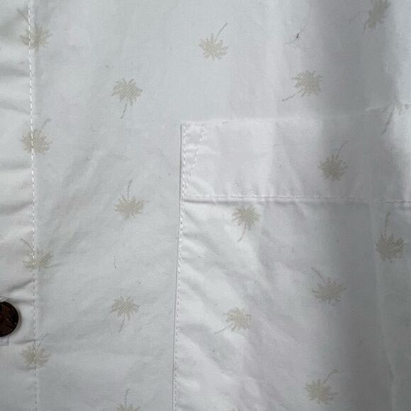 Caribbean Joe White w Off White Embroidered Palm Trees Short Sleeve Large - Picture 5 of 9